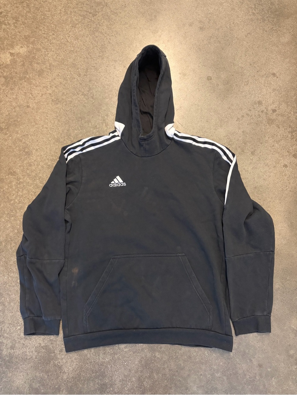 Vintage adidas Black Hoodie with White Shoulder Stripes